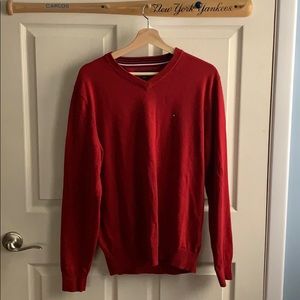 Red Tommy Hilfiger V-neck